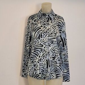 St John Collection by Marie Gray blue animal print blouse